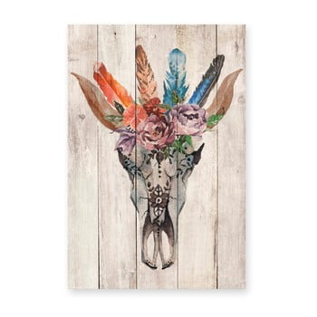 Decorațiune din lemn de pin pentru perete madre selva deer skull, 60 x 40 cm