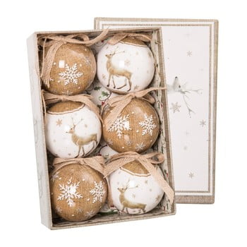 Set 6 decorațiuni pentru crăciun unimasa deers, bej - alb