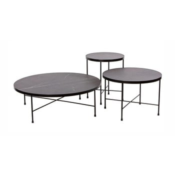 Set 3 măsuțe metalice nørdifra marble, negru