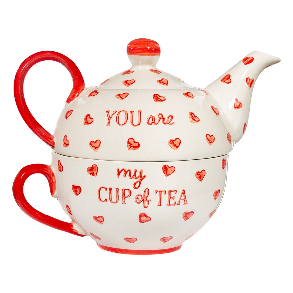 Červeno-bílá keramická čajová souprava You are My Cup of Tea – Sass & Belle