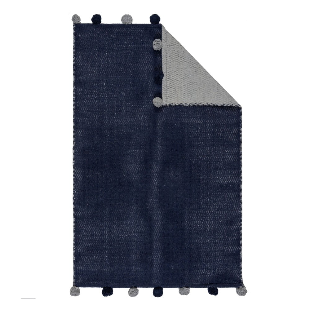 Tmavě modrý bavlněný dětský koberec 100x150 cm Pom Edge Reversible – Flair Rugs