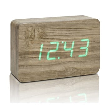 Ceas deșteptător cu led gingko brick click clock, maro - verde