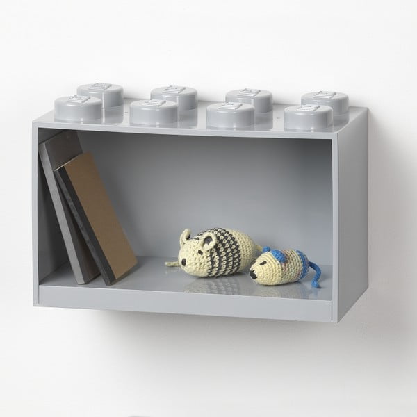 Dětská šedá nástěnná police LEGO® Brick 8