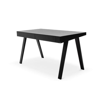 Birou cu picioare din lemn de frasin emko, 140 x 70 cm, negru