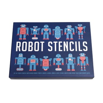 Set 4 șabloane pentru stencil cu roboți rex london robot stencils