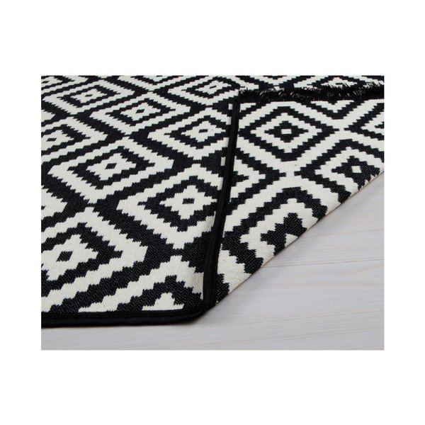 Černo-bílý oboustranný koberec Helen, 80 x 150 cm