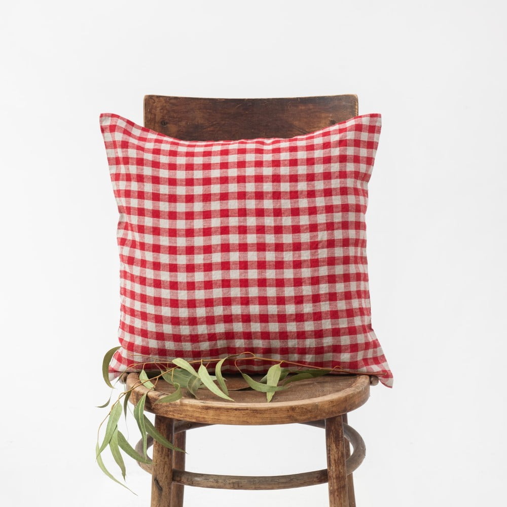 Lněný povlak na polštář 40x40 cm Red Gingham – Linen Tales