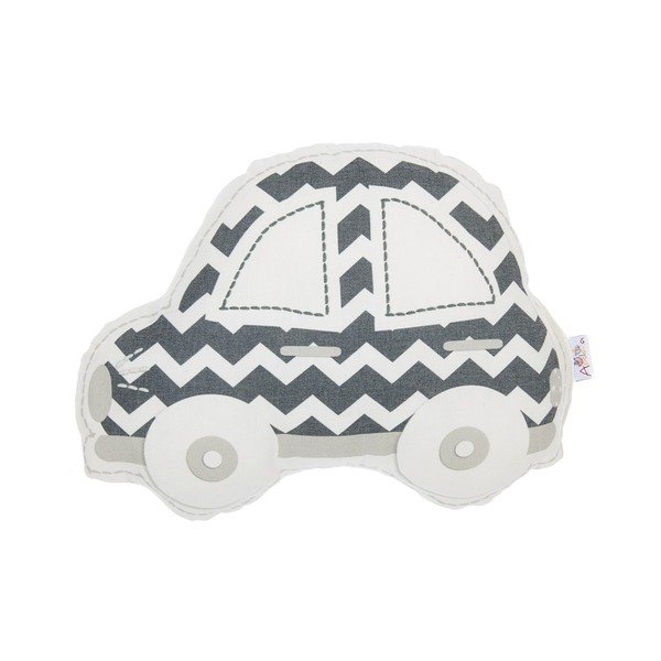 Šedo-bílý dětský polštářek s příměsí bavlny Apolena Pillow Toy Car, 32 x 25 cm