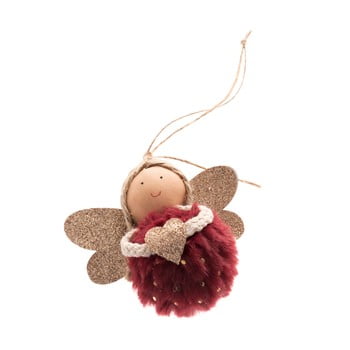 Decorațiune textilă suspendată dakls, lungime 9 cm, bordo, înger