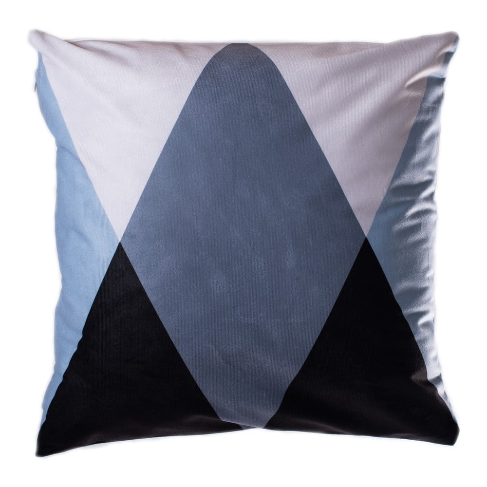 Modro-šedý polštář JAHU Geometry Triangle, 45 x 45 cm