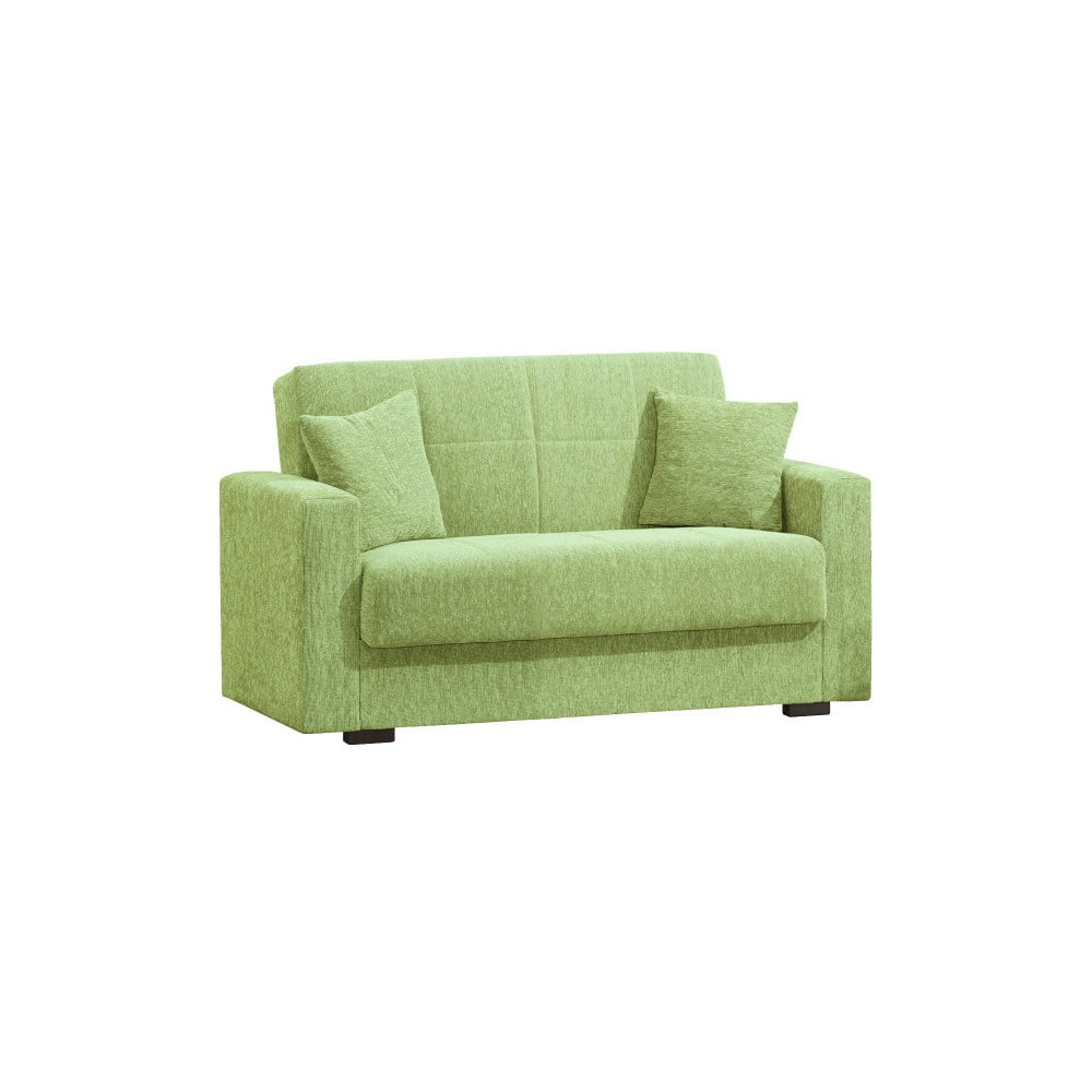 Zelená  dvoumístná rozkládací pohovka s úložným prostorem Esidra Relax