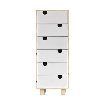Comodă cu șase sertare karup design house natural/white