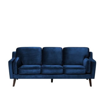 Canapea cu 3 locuri cu tapițerie din catifea Monobeli Steven, albastru marin