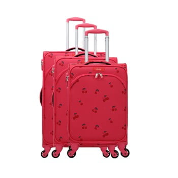 Set 3 trolere cu 4 roți lollipops cherry, nuanță magenta