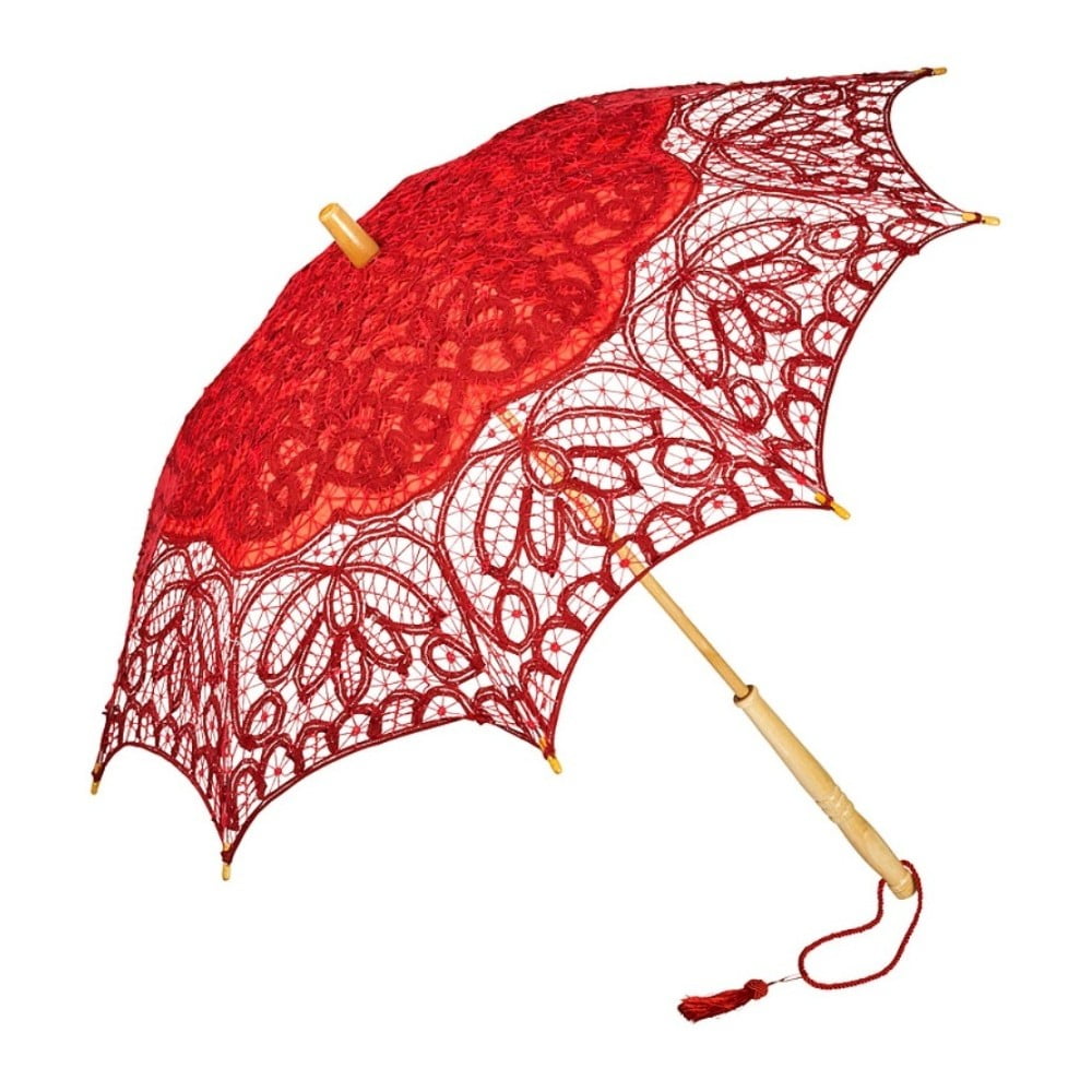 Červený holový deštník Von Lilienfeld Lace Vivienne