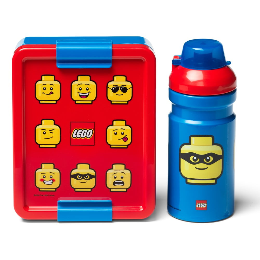 Set červeno-modrého svačinového boxu a lahve na pití LEGO® Iconic