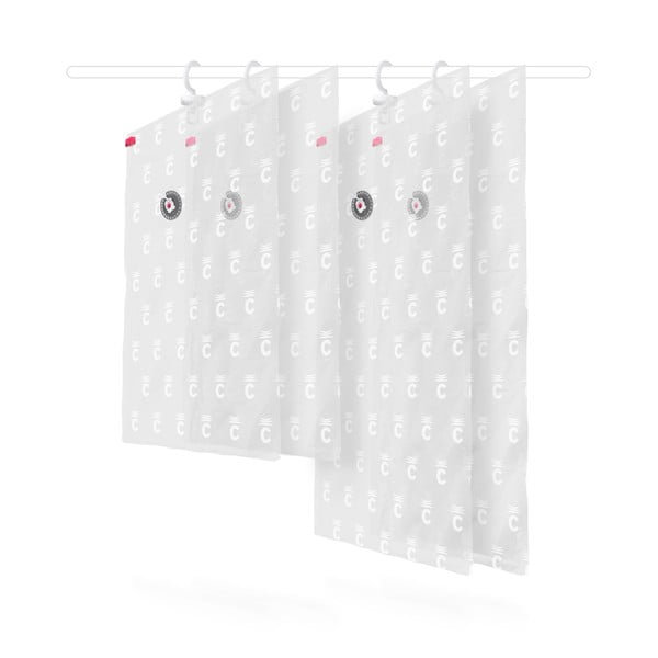 Sada 4 závěsných vakuových úložných obalů na oblečení Compactor Hanging Vacuum Bags, 105 x 70 cm