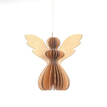 Decorațiune din hârtie pentru crăciun, formă înger only natural, 12,5 x 7,5 cm, auriu