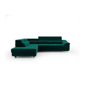 Canapea extensibilă cu înveliș de catifea windsor & co sofas apollon, pe partea stângă, verde