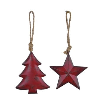 Set 2 decorațiuni suspendate pentru bradul de crăciun ego dekor misto trees, roșu