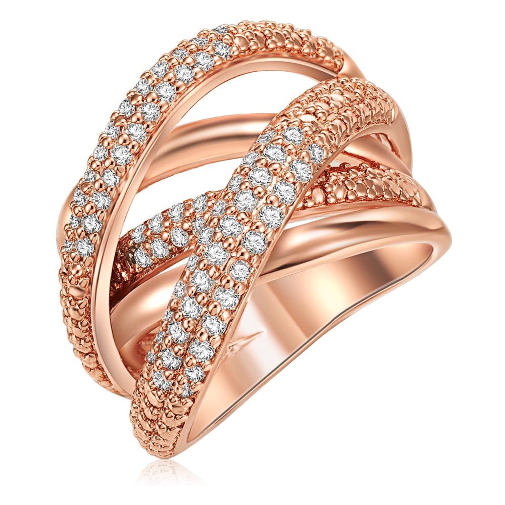 Dámský prsten v barvě růžového zlata Tassioni Barbara, vel. 52