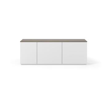Comodă cu 3 uși și blat în decor de nuc temahome join, lățime 160 cm, alb