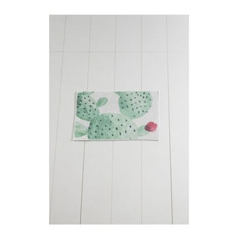 Covor baie tropica cactus ii, 60 x 40 cm, alb - verde