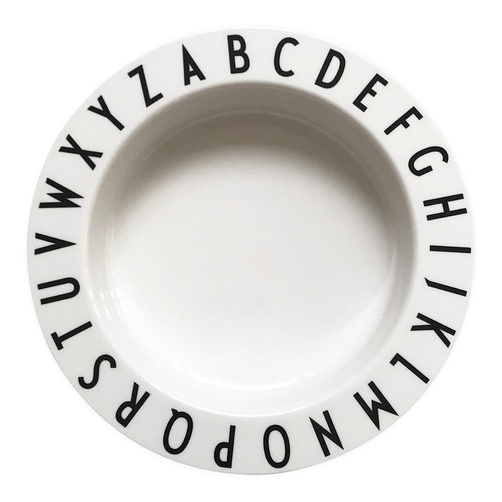 Bílý dětský hluboký talíř Design Letters Eat & Learn, ø 15,5 cm