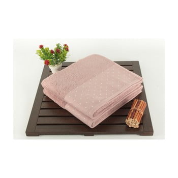 Set 2 prosoape din bumbac patricia dusty rose, 50 x 90 cm, roz pudră