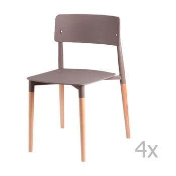 Set 4 scaune cu picioare din lemn sømcasa claire, gri