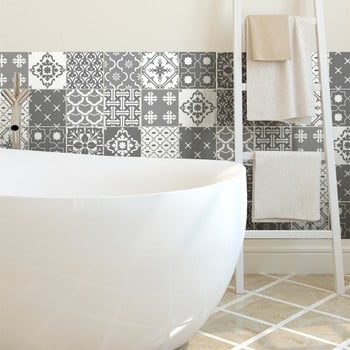 Set 12 autocolante de perete ambiance scandinavian tiles oslo, 15 x 15 cm
