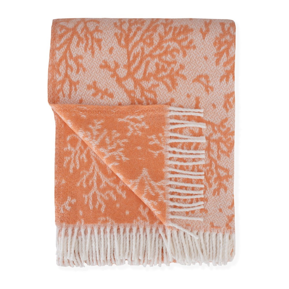 Oranžový pléd s podílem bavlny Euromant Coral, 140 x 180 cm