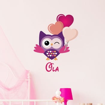 Autocolant de perete cu nume ambiance festive owl