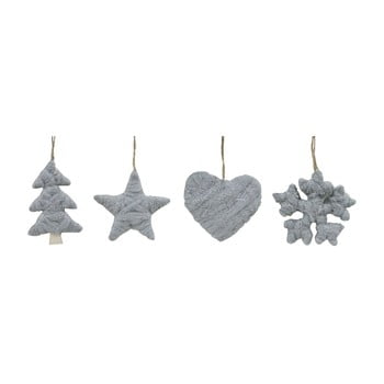 Set 4 decorațiuni suspendate côté table tricot, gri