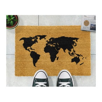 Covoraș intrare din fibre de cocos artsy doormats world map, 40 x 60 cm