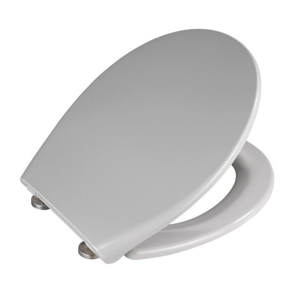 Šedé WC sedátko se snadným zavíráním Wenko Samos, 44,5 x 37,5 cm