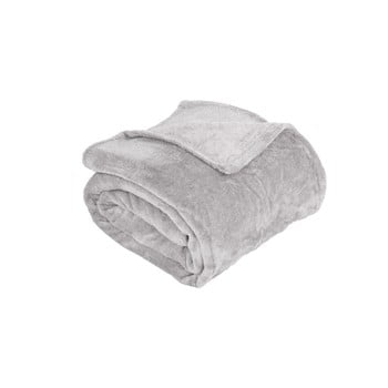 Pled din microflanel tiseco home studio bitone, 130 x 170 cm, gri deschis