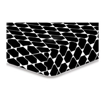 Cearșaf cu elastic, din microfibră decoking rhombuses, 220 x 240 cm, negru-alb