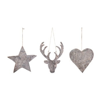 Set 3 decorațiuni suspendate côté table christmas ecorce