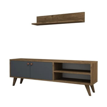 Set comodă tv și raft erho walnut