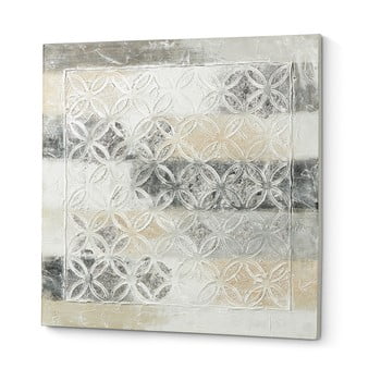 Tablou pictat manual la forma dou, 80 x 80 cm
