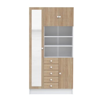 Dulap înalt cu oglindă cu aspect de lemn de stejar temahome combi