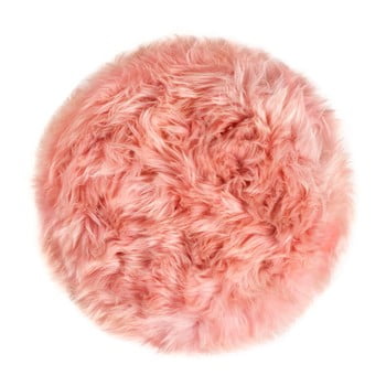 Pernă scaun din blană de oaie royal dream, Ø 35 cm, roz