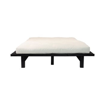 Pat dublu din lemn de pin cu saltea karup design blues comfort mat black/natural, 180 x 200 cm