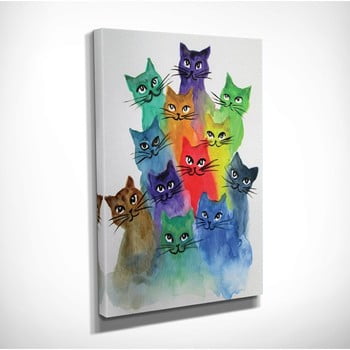 Tablou pe pânză happy cats, 30 x 40 cm