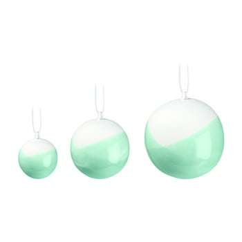 Set 3 decorațiuni din porțelan chinezesc pentru pomul de crăciun kähler design nobili, verde