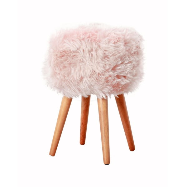 Stolička s růžovým sedákem z ovčí kožešiny Native Natural, ⌀ 30 cm