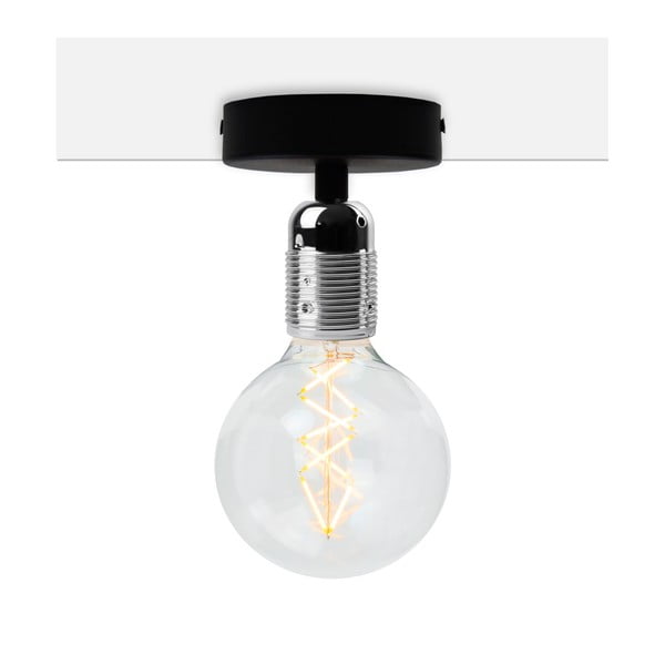Černé stropní svítidlo se stříbrnou objímkou Bulb Attack Uno Basic