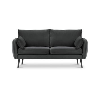 Canapea cu tapițerie din catifea kooko home lento, 158 cm, gri închis