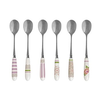 Set 6 lingurițe cu mâner din ceramică brandani peonia